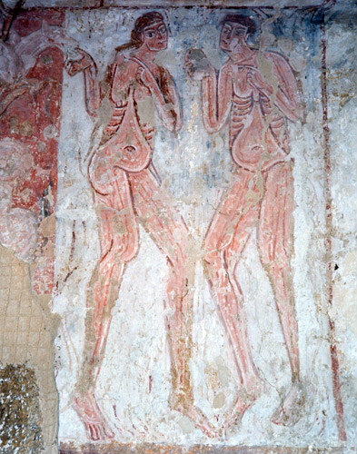 Adam and Eve 12th century St Botolphs Church Hardham Sussex England